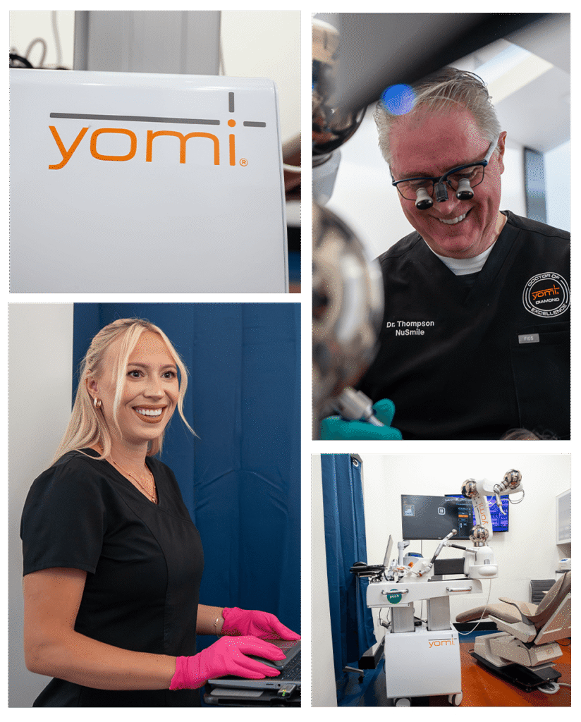 team member with dr and yomi robot collage